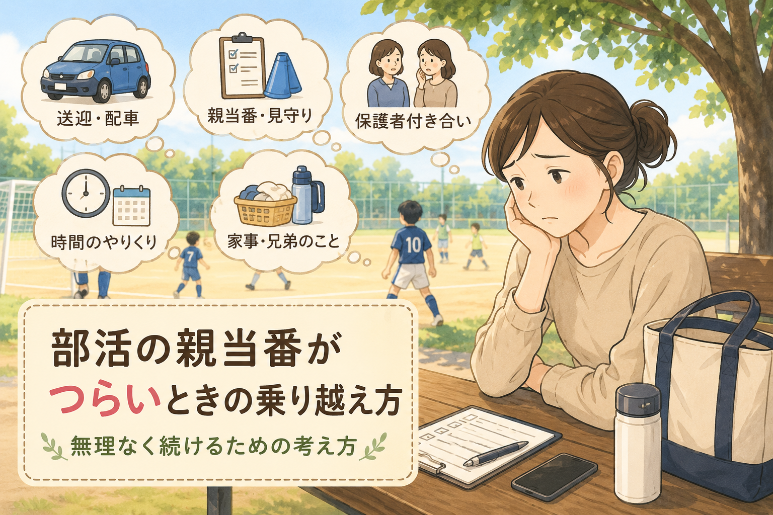 部活の親当番がつらいと感じる親のイラスト